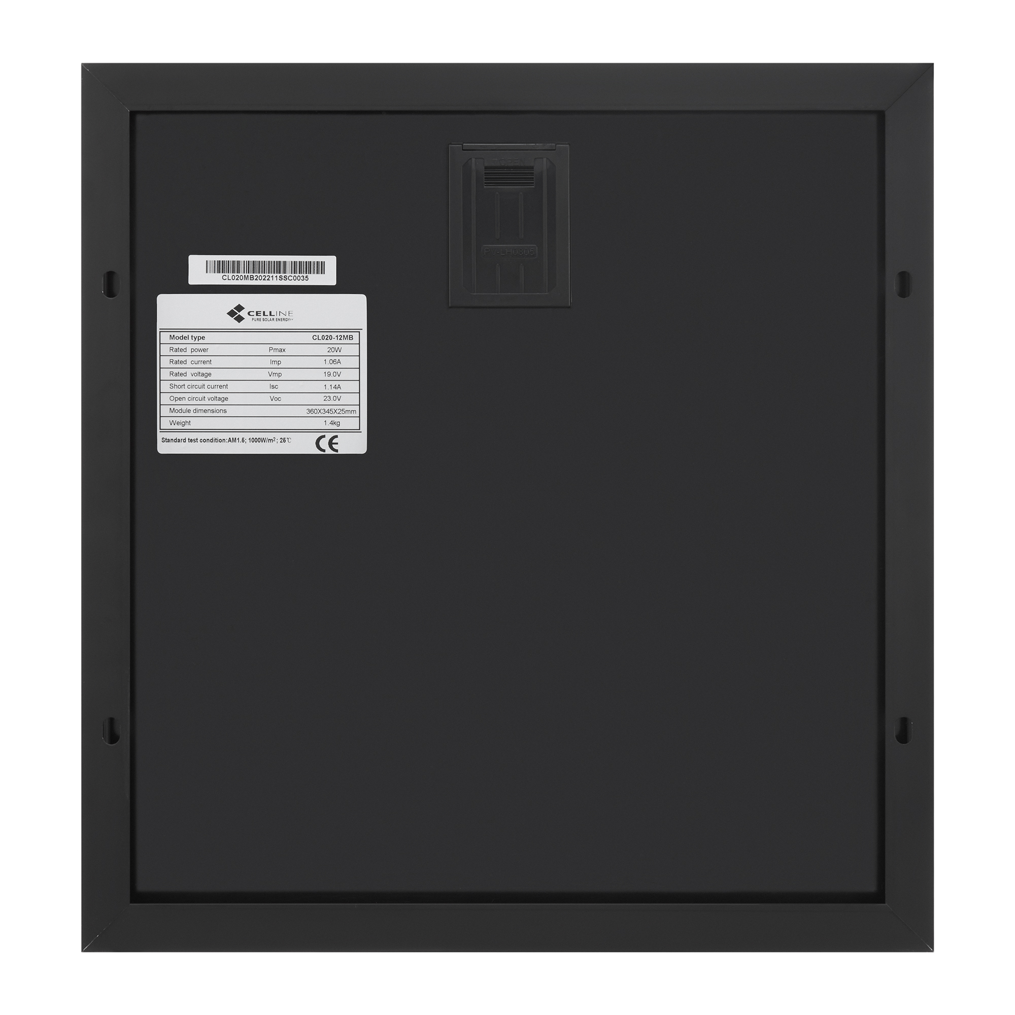 Photovoltaik Modul 20 W Black Frame Celline