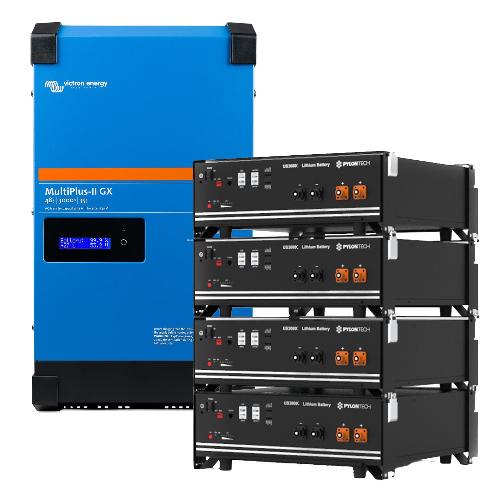 Accumulatore di energia Pylontech 10,1 kWh Victron 9 kVA 3F