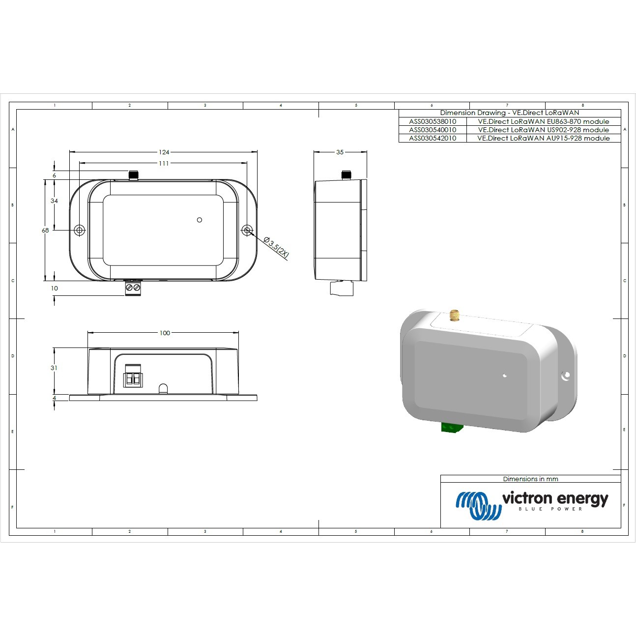 Modulo di comunicazione LoRaWAN US902-928 Victron Energy