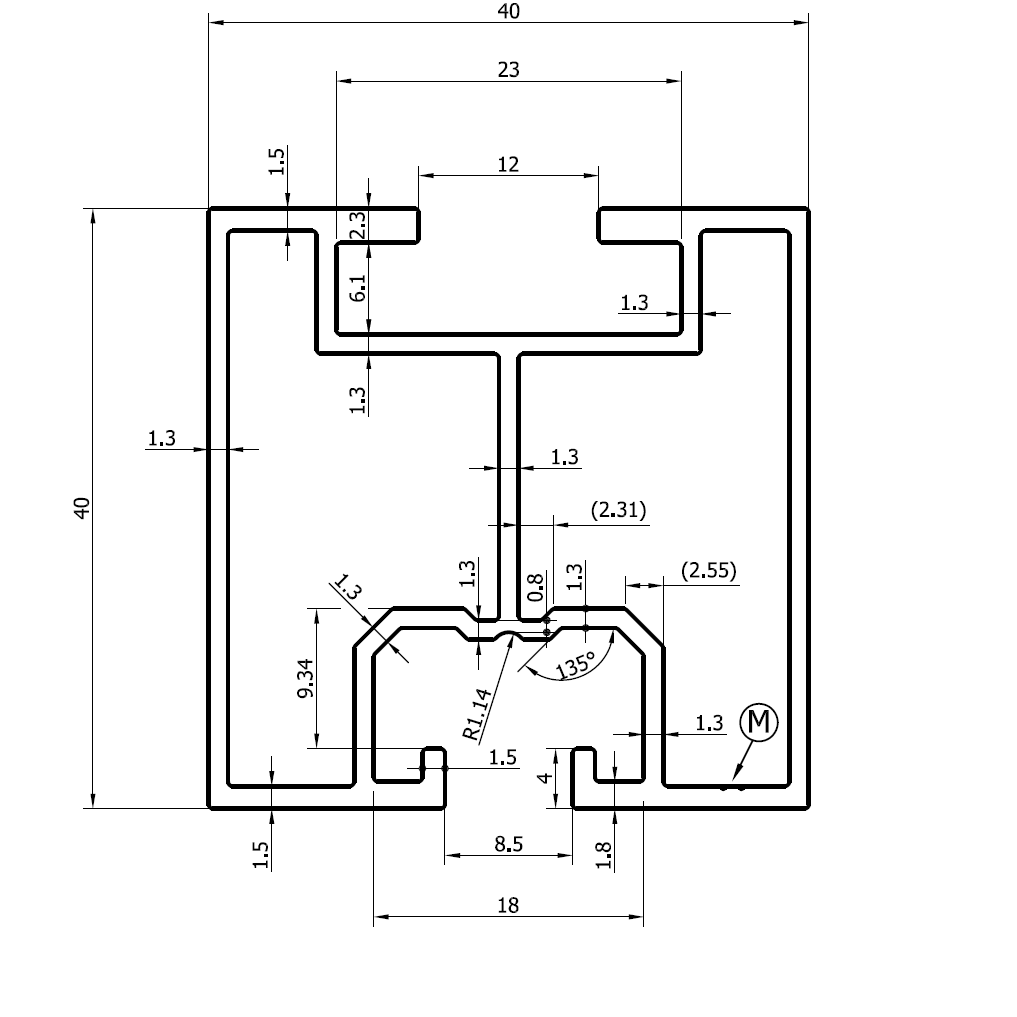 Profil montażowy 40x40x2420 mm T iONTEC