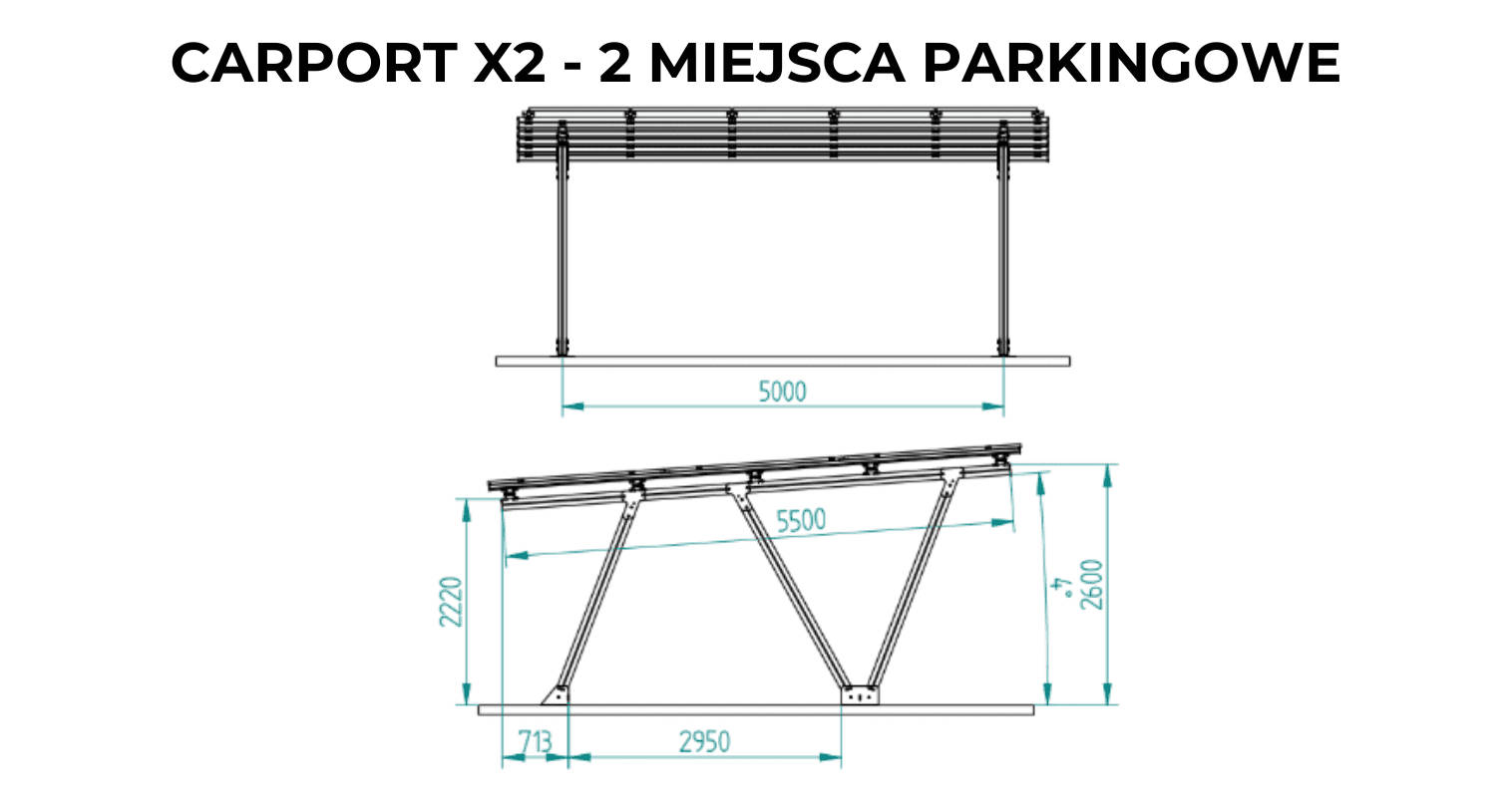 Carport X2, 2 stanowiska, 3x5 PV (max.2320x1134)