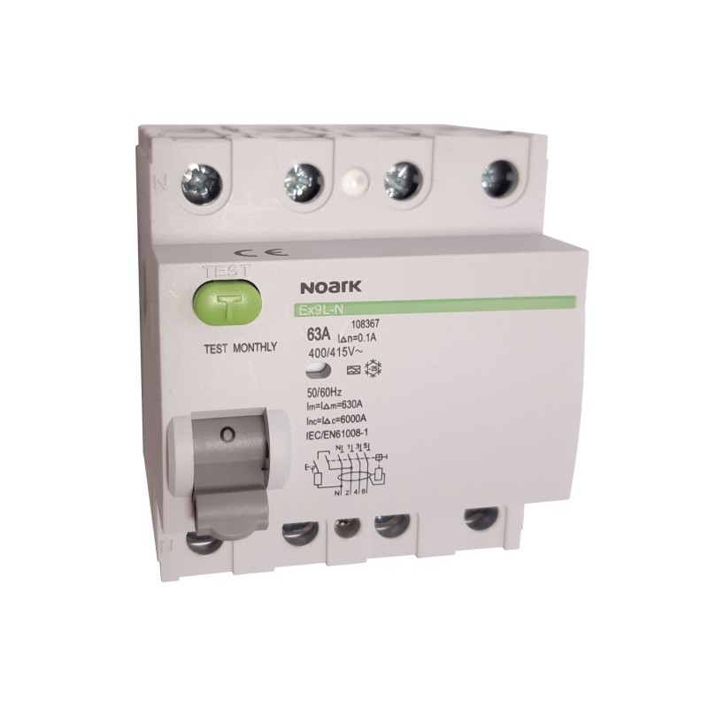 Interruttore differenziale 4P 63 A 100 mA A Noark
