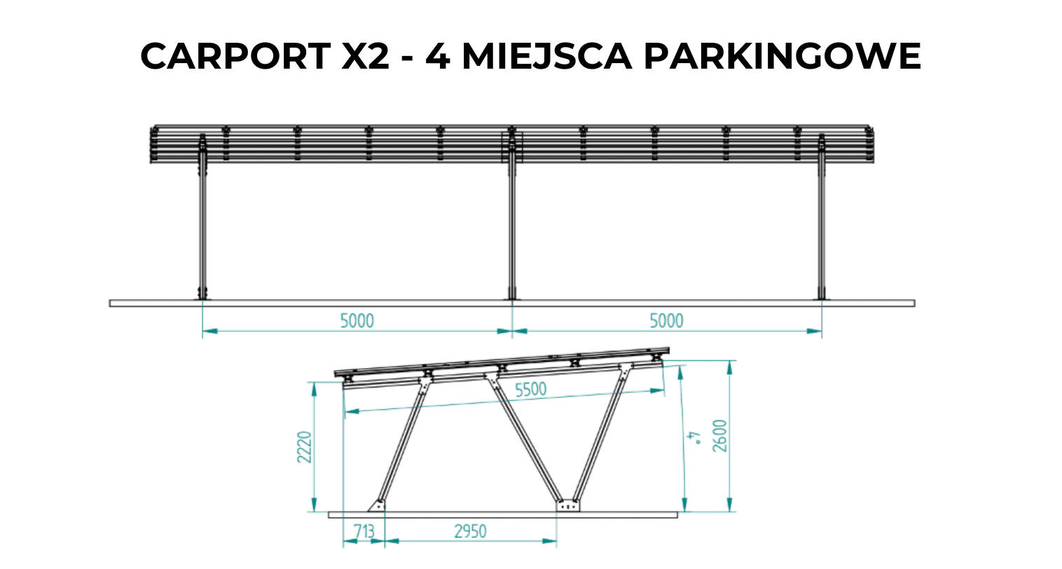 Carport X2, 4 stanowiska, 3x10 PV (max.2320x1134)