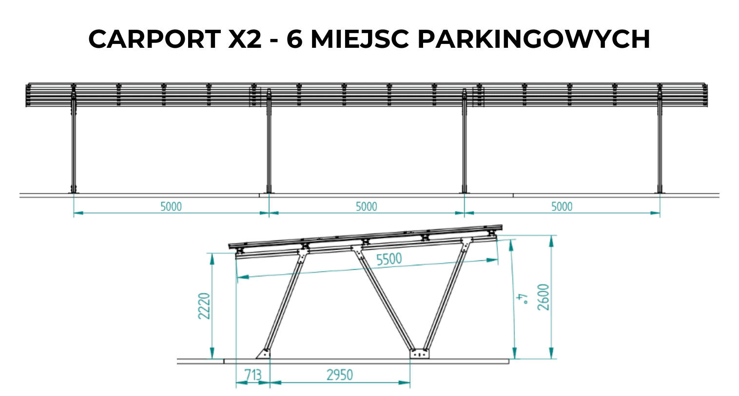 Carport X2, 6 stanowisk, 3x15 PV (max.2320x1134)