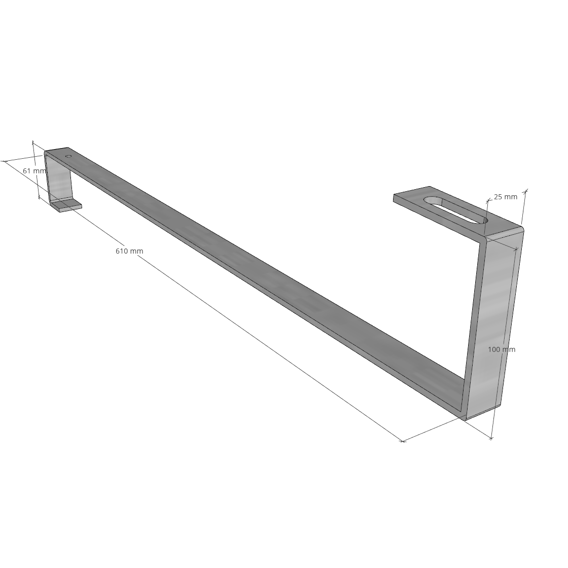 Uchwyt typu S nierdzewny - wydłużony 610 mm grubość 5 mm