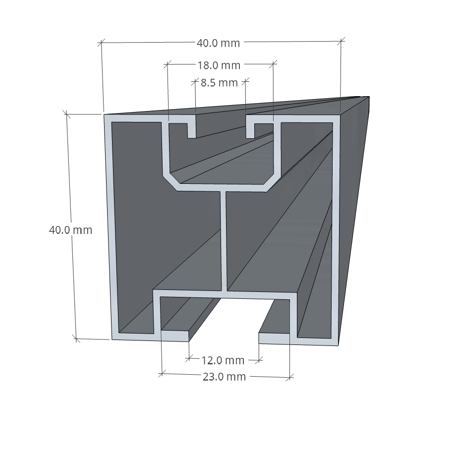Profilo di montaggio 40x40x2420 mm T iONTEC