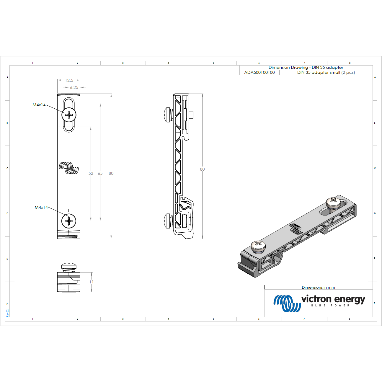Adattatore di montaggio per il modulo Victron Energy Carbo-GX