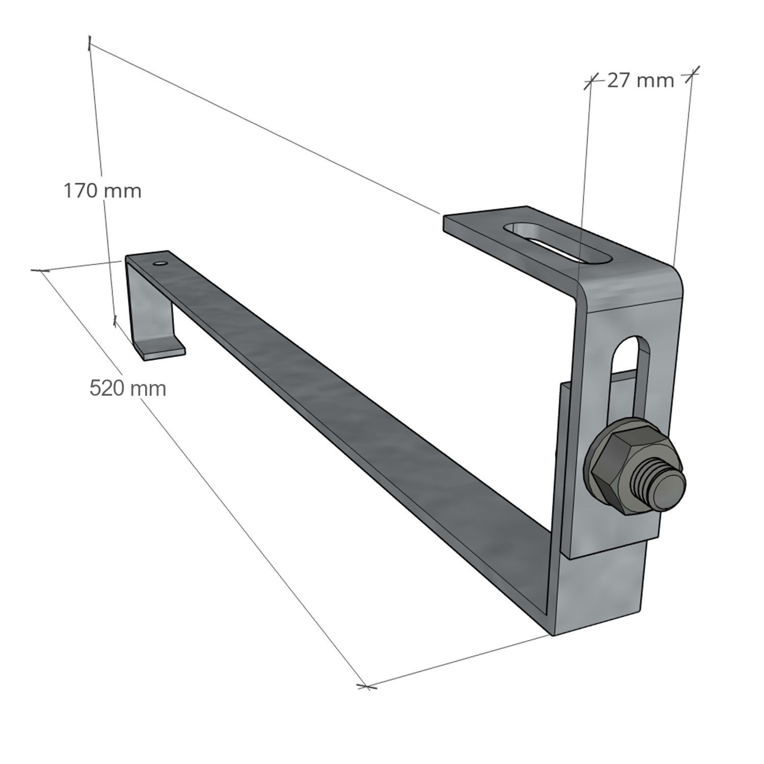 Uchwyt typu S nierdzewny - regulowany 520 mm grubość 4 mm